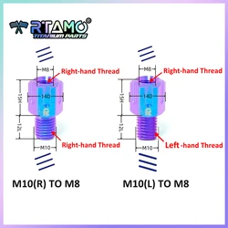 RTAMO Titanium Rearview Mirror Adapter Code Bolts M10 to M8 CNC Adapter Base Screw 1pc