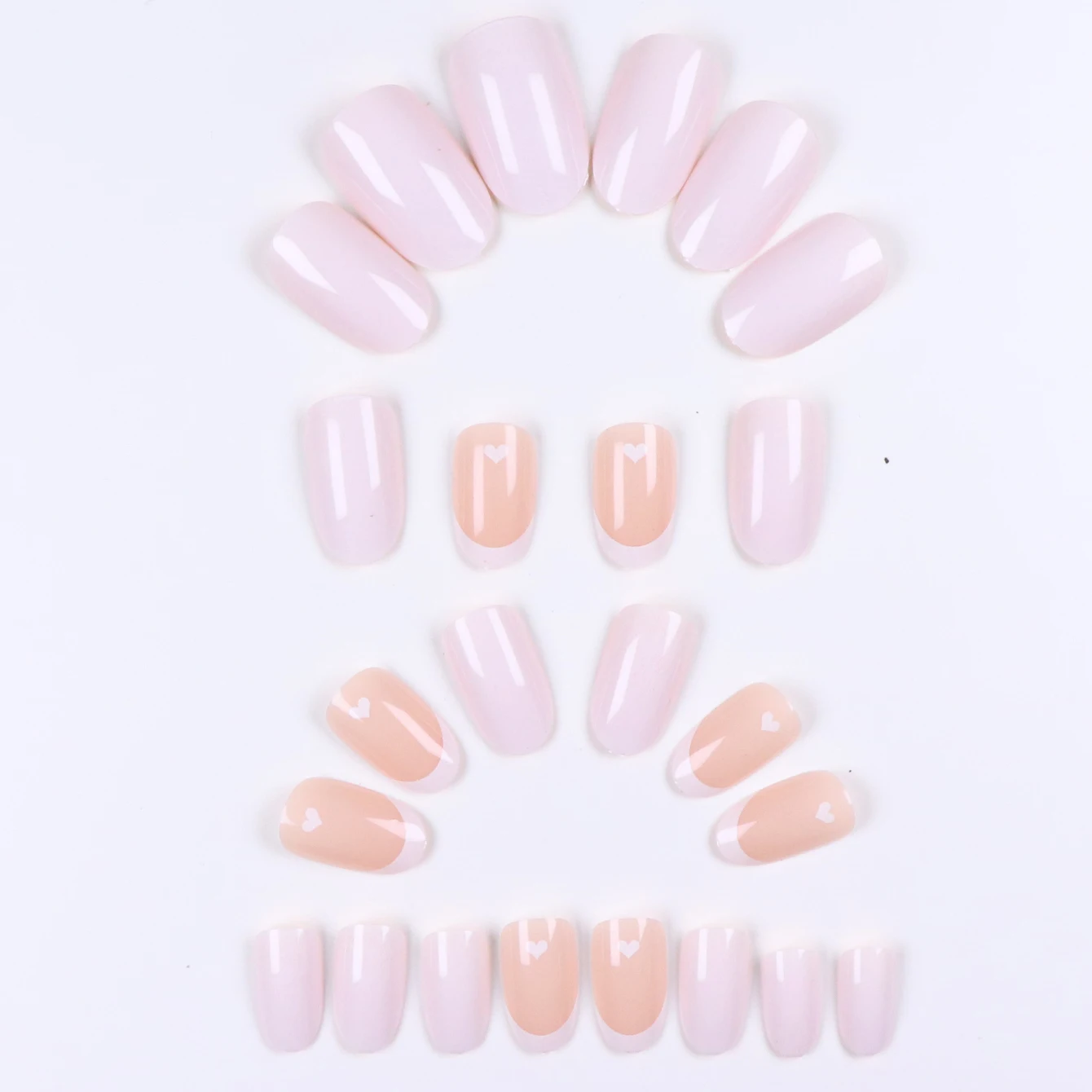 24 ชิ้นอัพเกรดลุคของคุณด้วยสีขาวฝรั่งเศสรูปหัวใจเล็บปลอมชุด 1 ชิ้นตะไบเล็บและ 1 เล็บกาวสติกเกอร์ชุดเล็บ