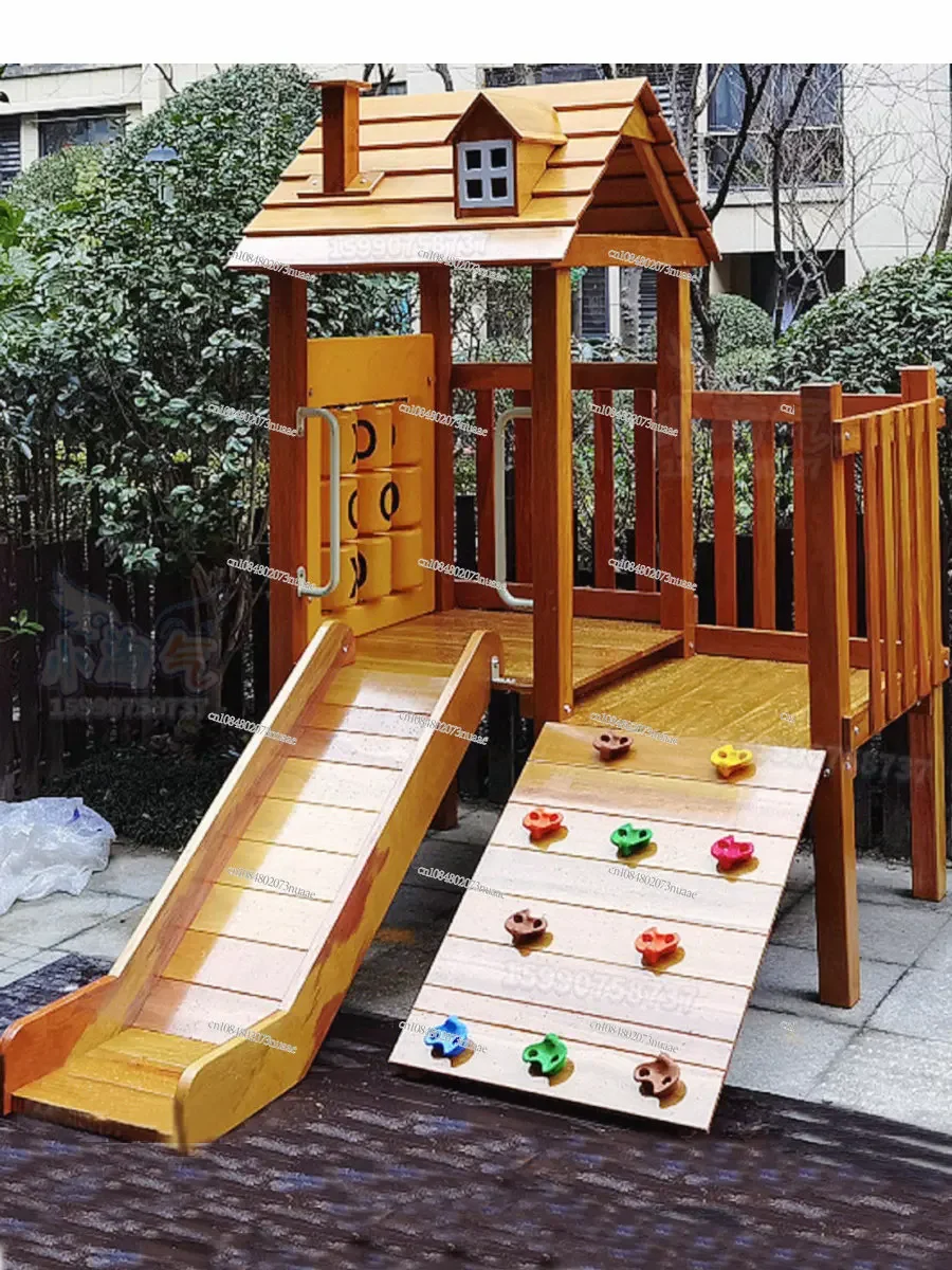 Enhance Outdoor Play with Our Durable Wooden Climbing Frame - Multi-Functional Fun with Slide and Swing for Happy Kids!