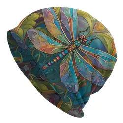 Dragonfly Art Nouveau Painting Thin Skullies Beanies Autumn Spring Caps For Men Women Dragonfly Tattoo Ski Caps Bonnet Hats