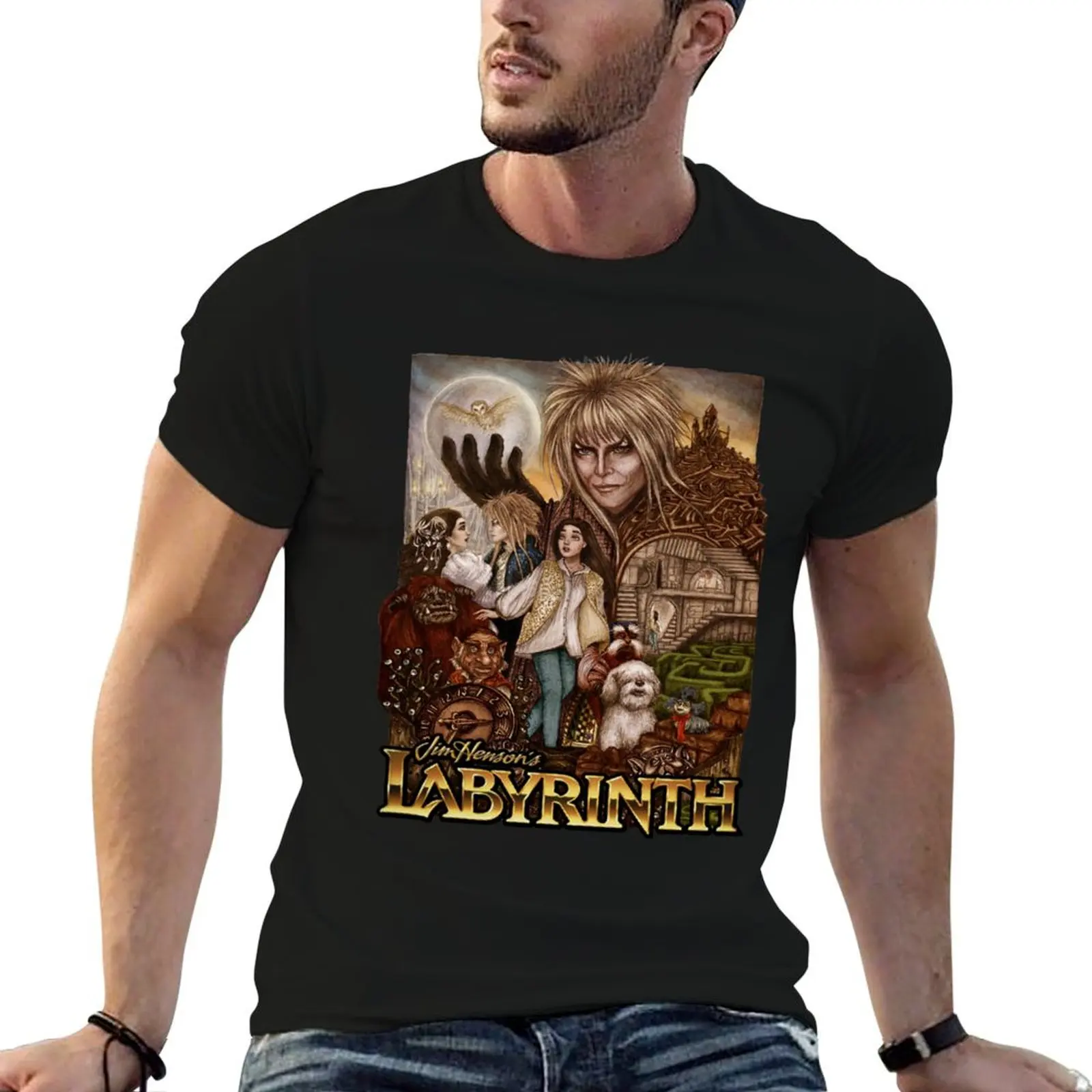 cartoons the labyrinth film idol art gift for fans T-Shirt Basic Solid Color Short Sleeve Cotton Top