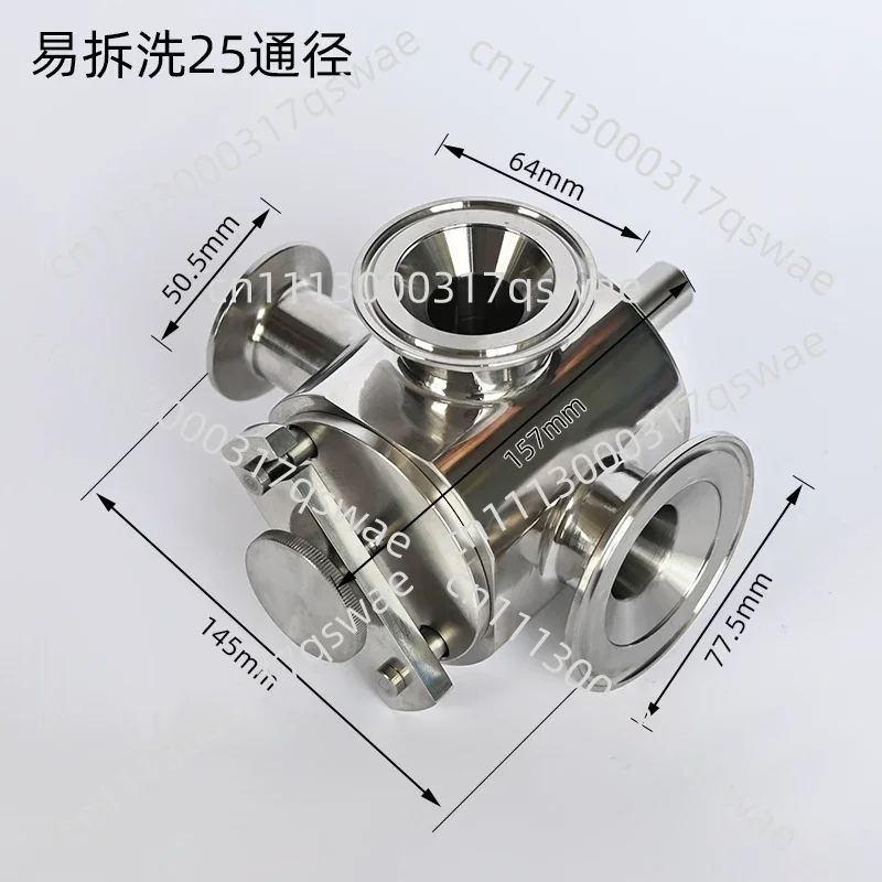 Pneumatic Filling Machine Accessories, 304 & 316 Stainless Steel Three-Way Rotary Valve for Paste, Liquid, Sauce and Granule