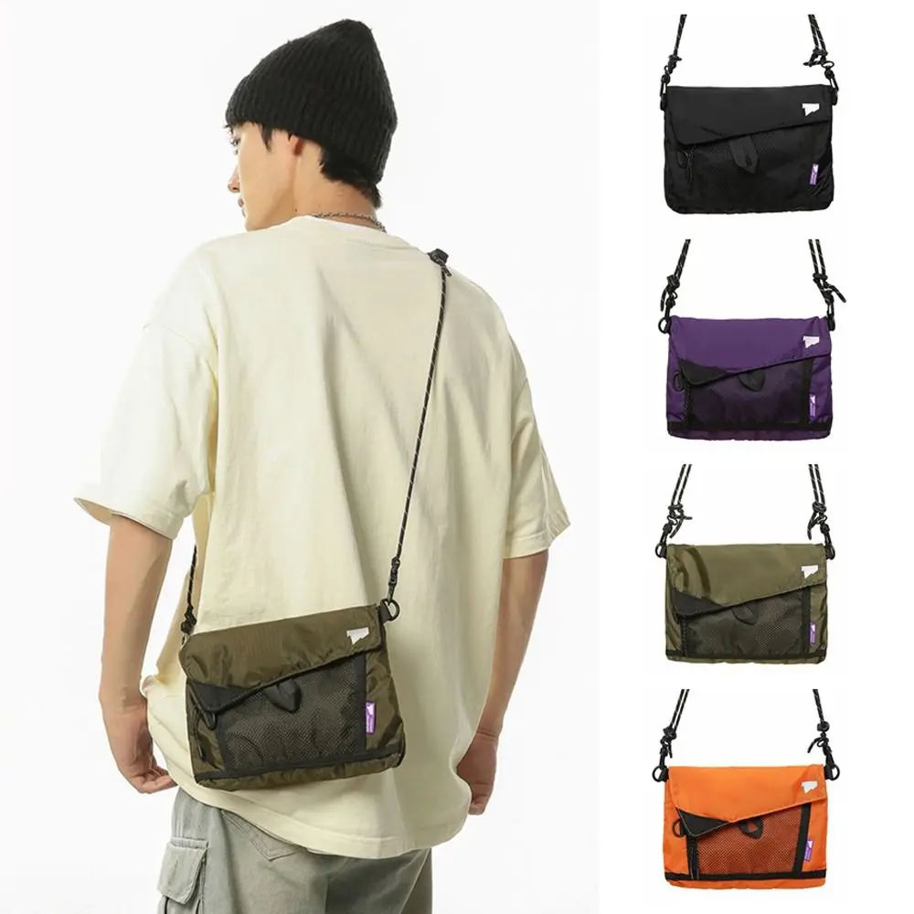 

Nylon+Mesh Versatile Shoulder Bag Nighttime Reflect Light Adjustable Strap Crossbody Bag Large Capacity Waterproof Messenger Bag