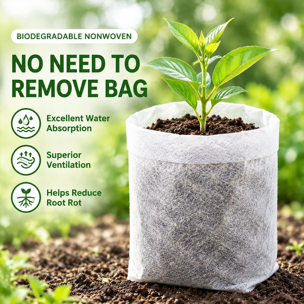 50-200Pcs Home Garden Accessories Tools, Nursery Bag Non-woven Fabric Plant Grow Bags, Seedss To Sow Flower Pots