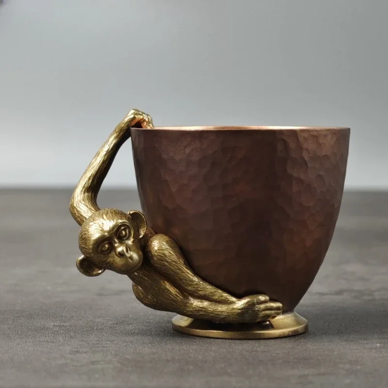 Zodiac copper monkey handmade pure copper teacup strange master cup creative personality ornament small wine glass
