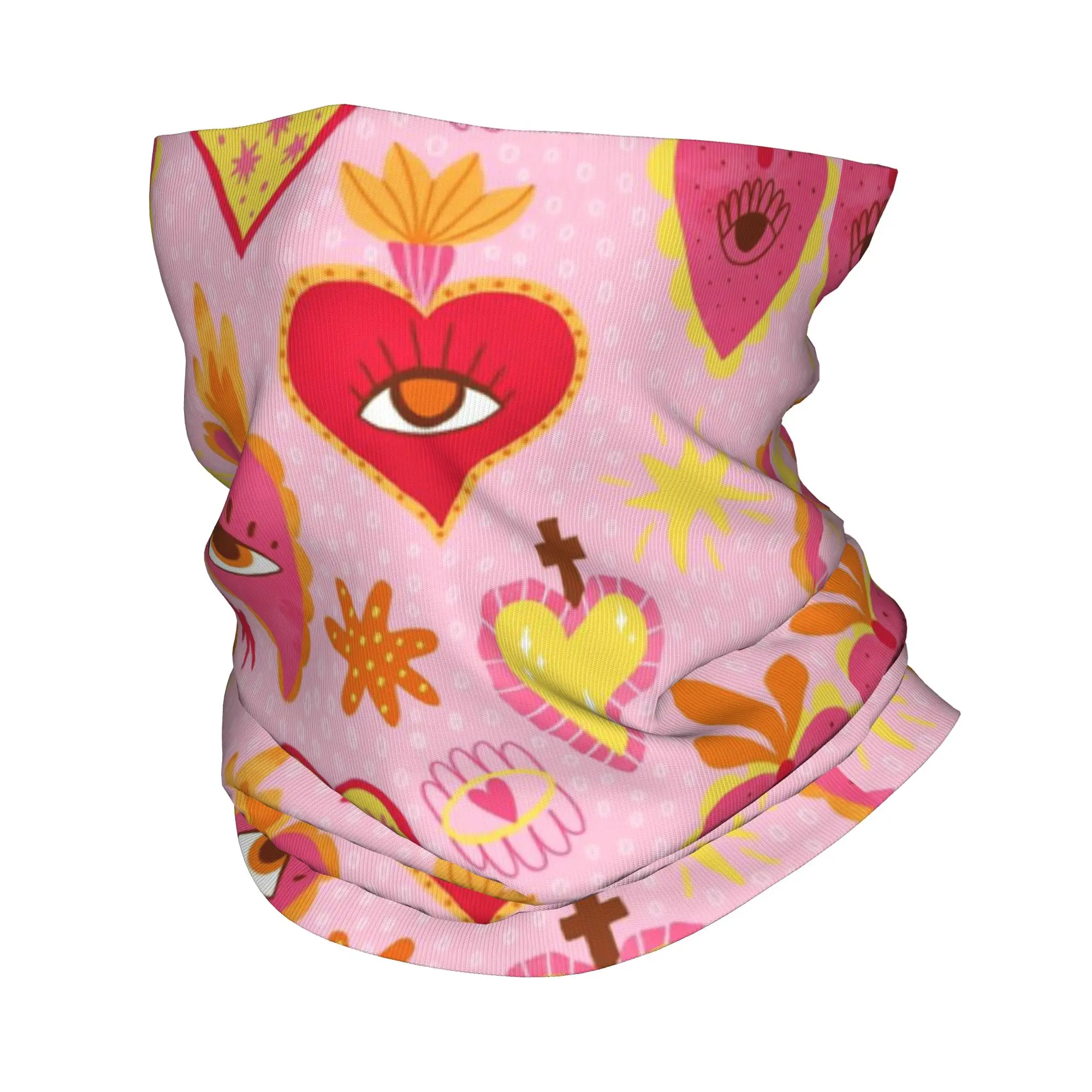 Pañuelo multifuncional con estampado de corazón mexicano retro, pañuelo para el cuello, pañuelo para la cabeza, para hombres, mujeres y adultos