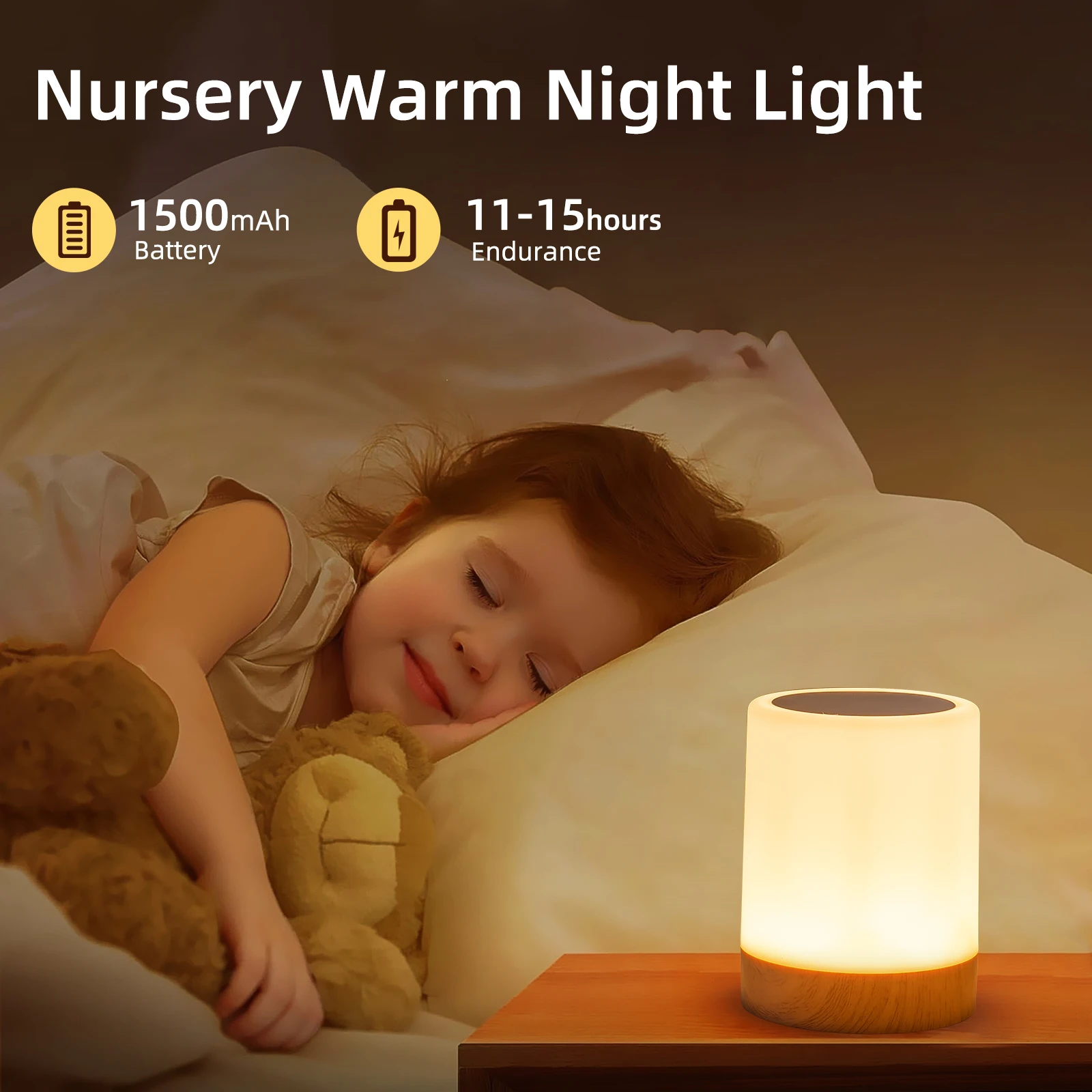 GGbingo 16 Colors Night Light Touch Bedside Table Lamp RGB USB Rechargeable Desk Lamp Bedroom Decoration Gift Dining Table Light
