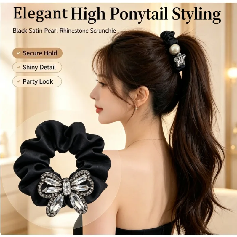 Women  Pearl Scrunchie 2026 Spring Summer New, Elastic Hair Tie, Elegant Ponytail Holder for High Ponytail & Bun Hair Decor