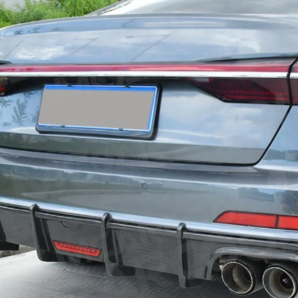 

Задние диффузоры-сплиттеры с подсветкой для Audi A6 S6 Sline (не стандартные) 2019-2021, защита заднего бампера, карбон, автомобильные аксессуары