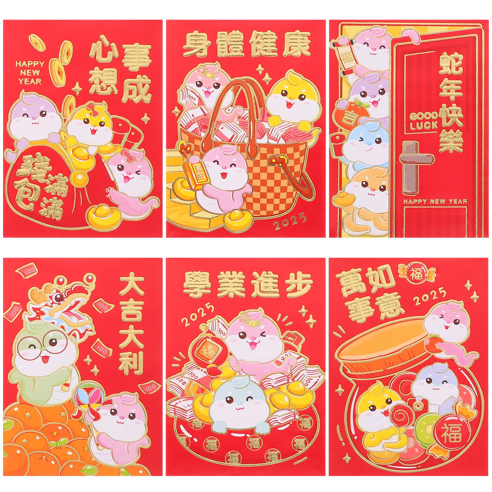

36 Pcs Cartoon Snake Envelope New Year Chinese Envelopes Money Pocket Bag Paper Hong Bao