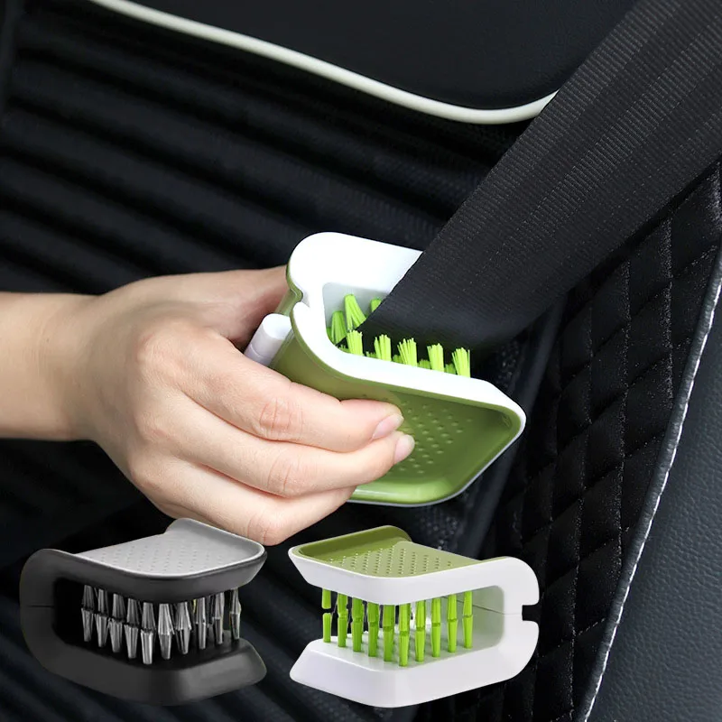 Car Interior Seat Belt Cleaning Special Tool Double-sided U-shaped Folding Tray Sponge Diamond Brush Seat Belt Handguard