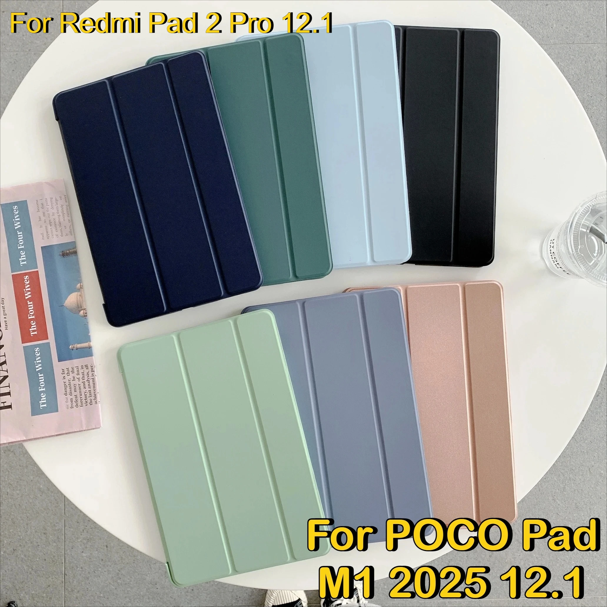

For Redmi Pad 2 Pro 12.1 2025 K Pad SE 11 Xiaomi POCO Pad M1 X1 Mini 8.8 8.7 5 6 7 8 11.2 PU Protector Cover Soft TPU Stand Case