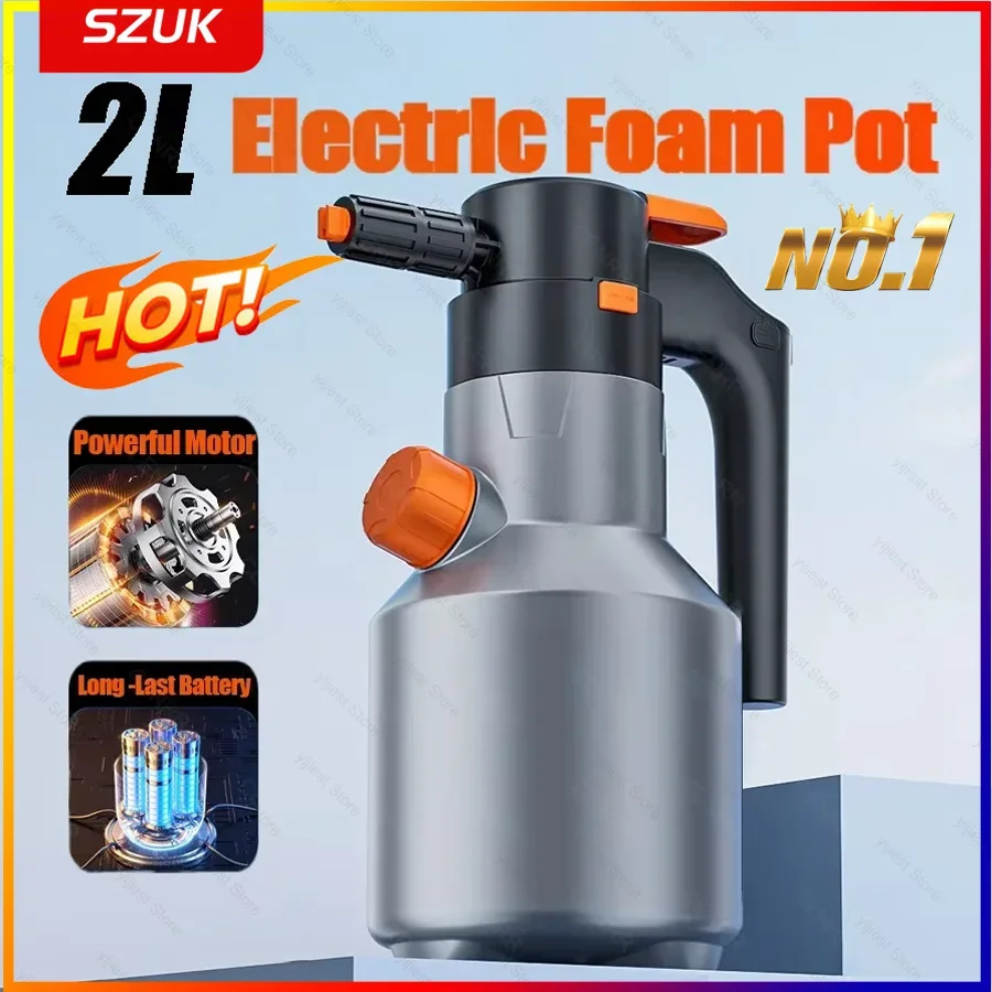 SZUK Electric Foam Sprayer Professional 2L Motorized Snow Foam Cannon Handheld Car Wash Sprayer for Car Wash Car Accessories