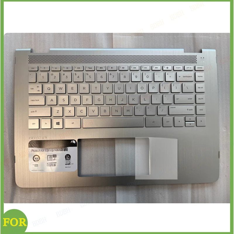 Novo topcase original com teclado americano para Pavilion X360 14-BA 14M-BA TPN-W125, teclado com apoio para as mãos de 14 polegadas