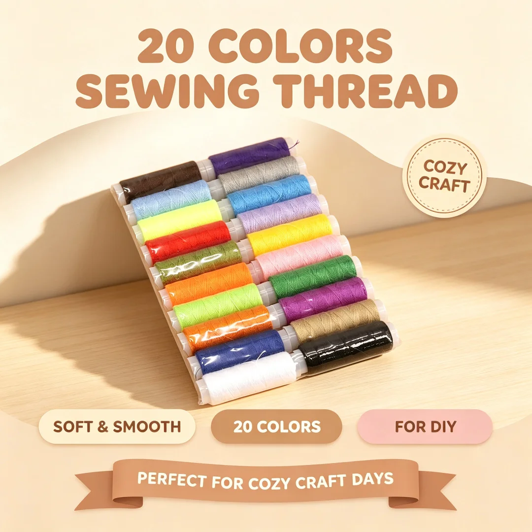 20 Farben Polyester-Nähgarn für DIY-Handwerk, Kleidungsreparatur, Hand- und Maschinennähen, Nähzubehör-Set