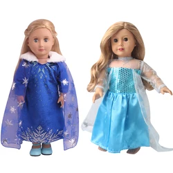 Princess Cosplay Costume American Ours & Generation 18 Inch Girl Doll Kids Toys Anime Figure Dolls Skirt Accessories Elsa Dress