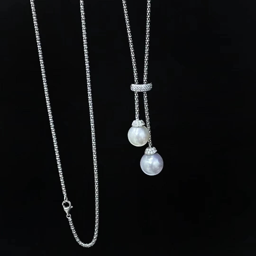 72cm LONG S925 Sterling Silver Necklace Findings Jewelry Base Settings Mountings Parts Mounts for 10-15mm Pearls Stones