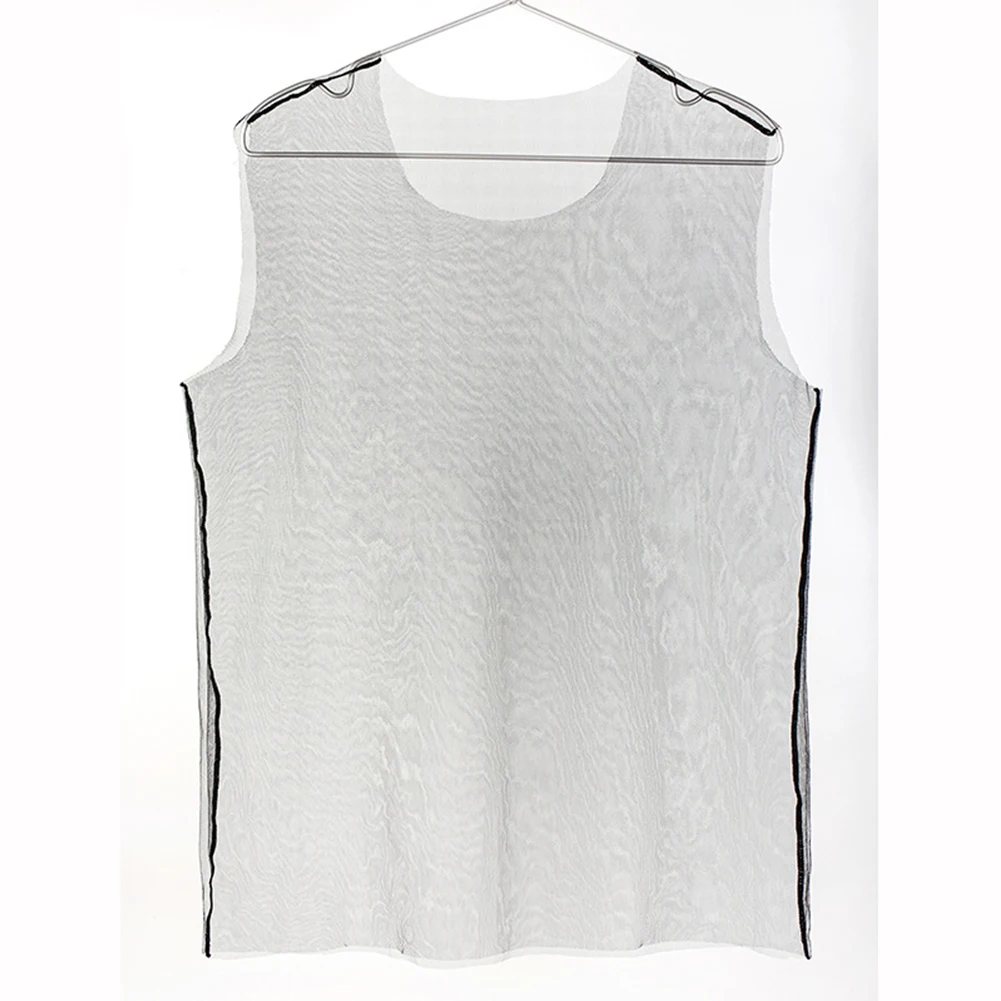 Brand New Men T-Shirt See Through Sleeveless Solid Color T-Shirt Tank Top Breathable Clubwear Fishnet Gym Mesh