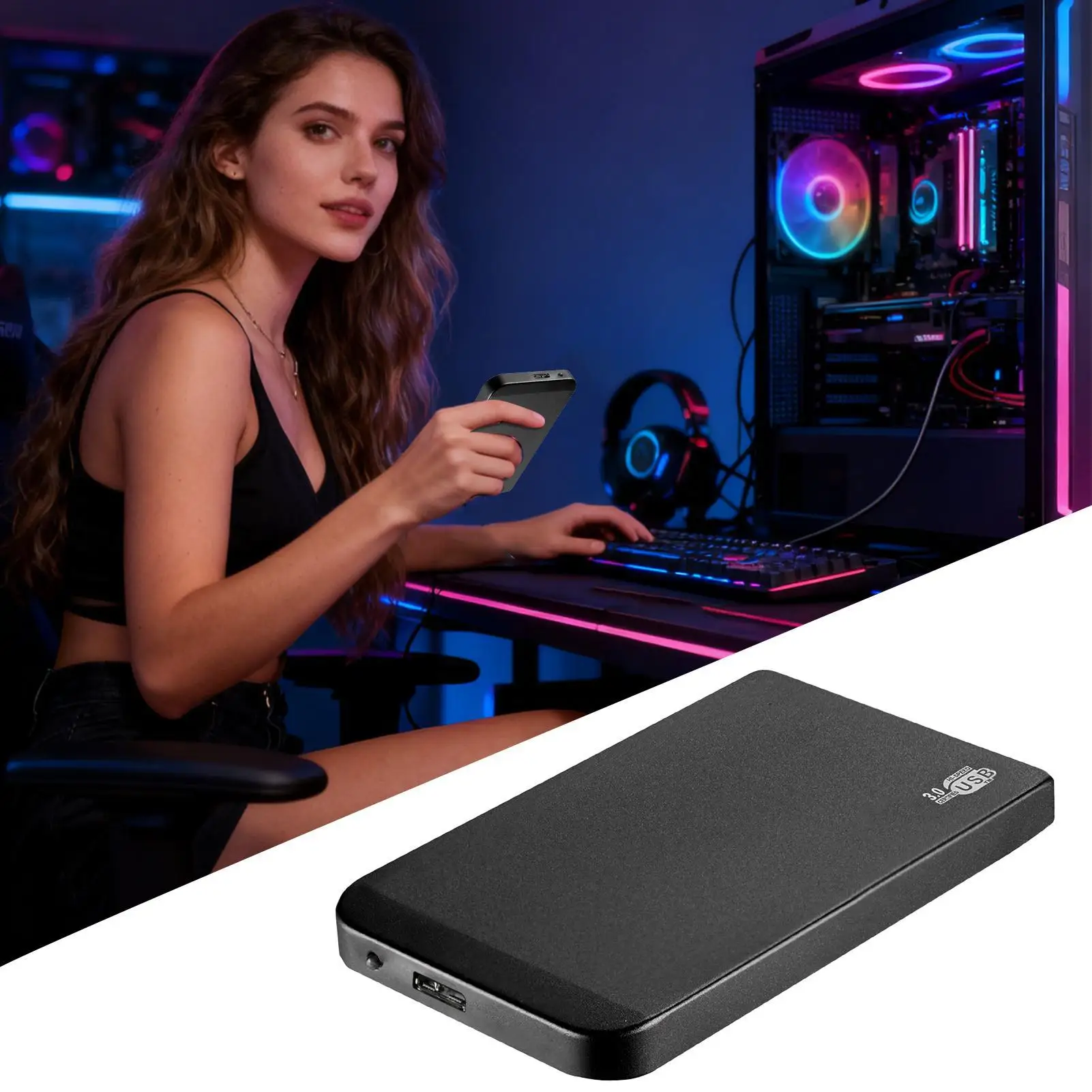 

Portable Hard Drive 2TB High Speed Data Backup Silent USB3.0 High Speed Solid Drive For Students Teachers Mobile Phones Laptops