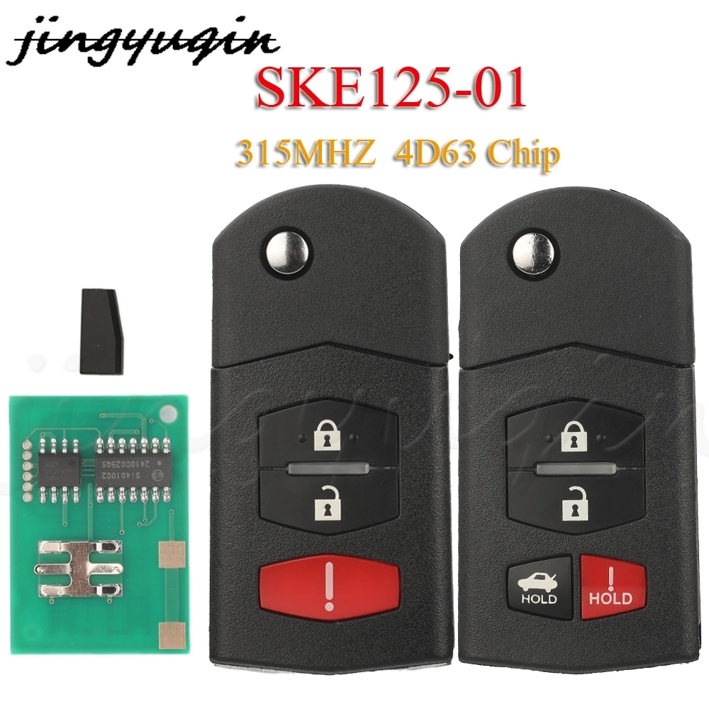 jingyuqin BGBX1T478SKE125-01 3/4 Przyciski Odwróć zdalny kluczyk samochodowy 315 MHz 4D63 Do Mazda 3 5 6 CX-7 CX-9 MX-5 Miata Auto Fob Contol