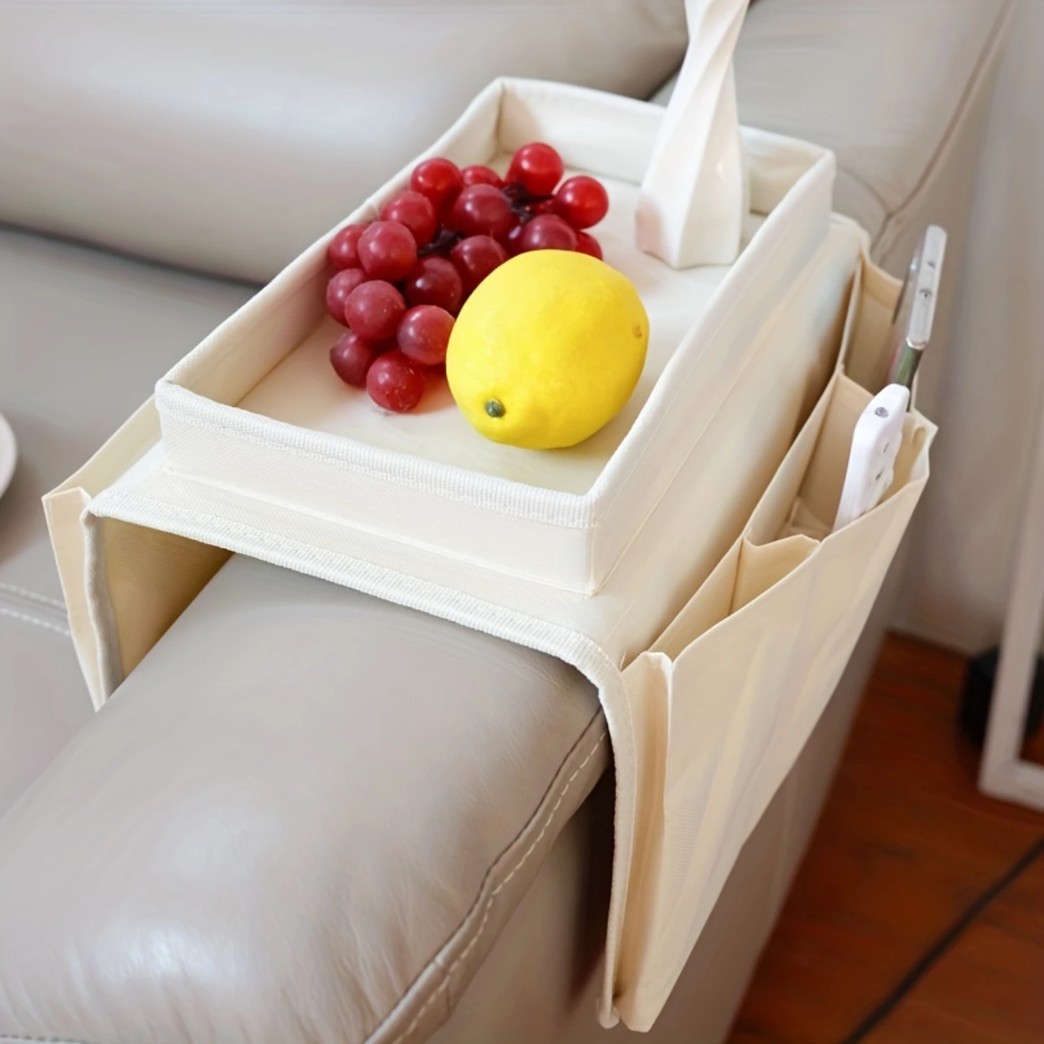 Sofa Armrest Organizer for Controls & Magazines - Recliner Sofa & Couch Cover - Convenient Side Pockets