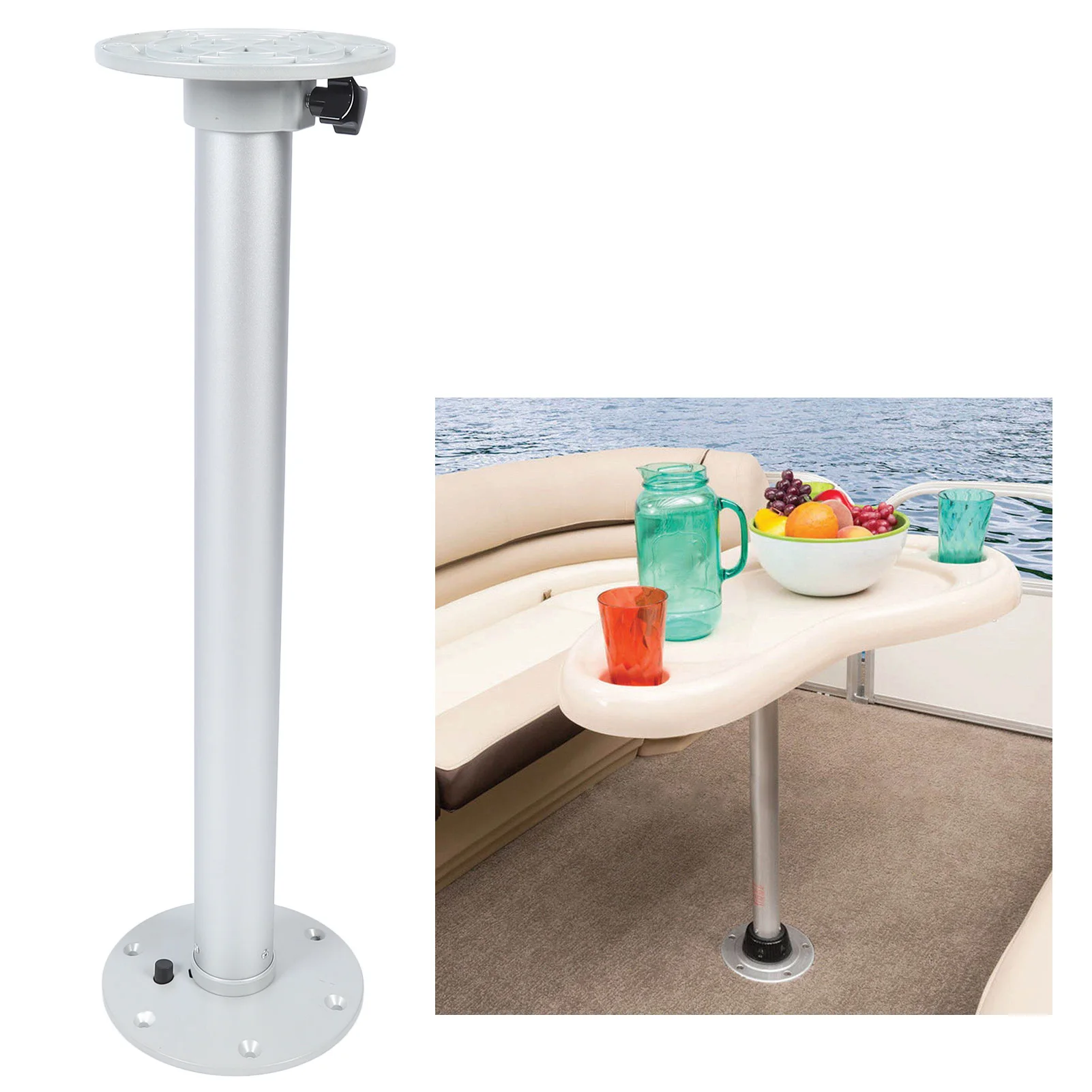 

RV Table Leg Support Kit 695mm Aluminium Alloy Detachable RV Table Pedestal Stand for Boat Pontoon Yacht Deck Silver