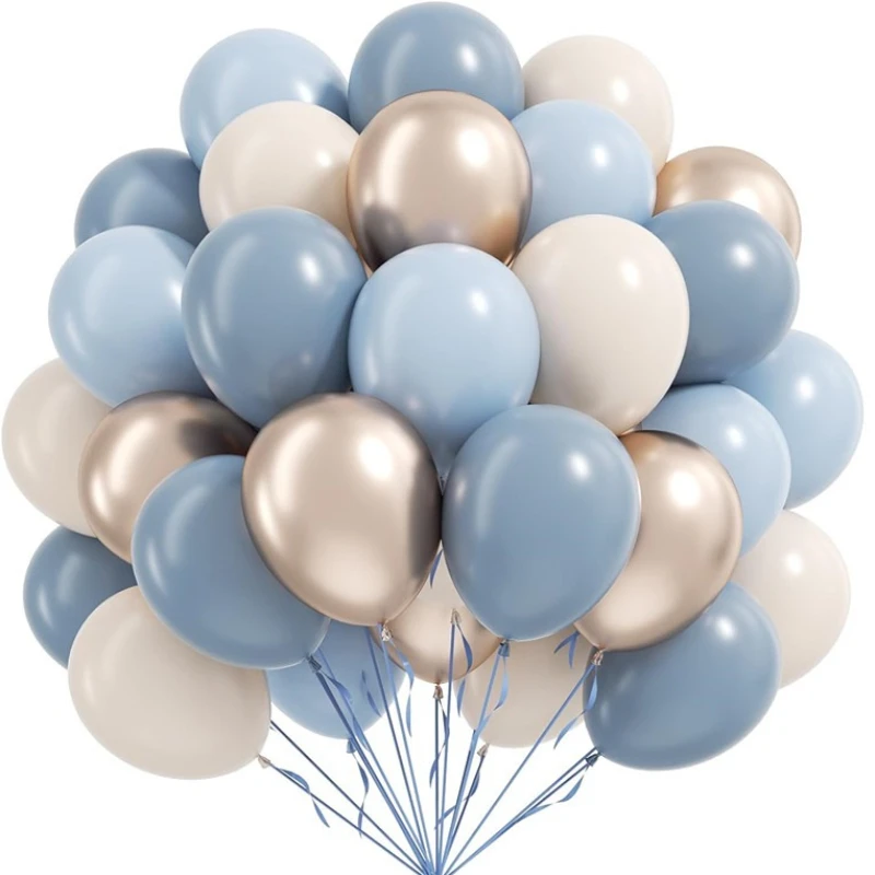 49Pcs Dusty Blue Gold Sand White Balloon Arch Kit Wedding Birthday Party Decor