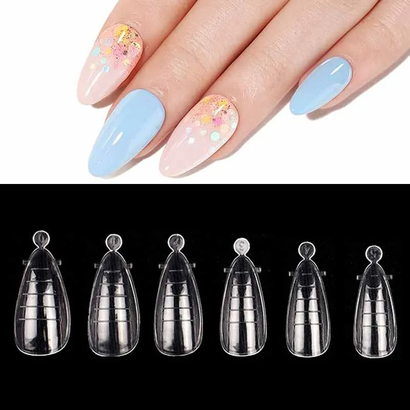 Almond Nails Form For Quick Extension Top Forms Tips Mold Building Poly UV Gel Dual Nail Forms Artificial Art Fake Tips 60Pcs