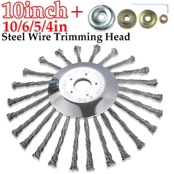 10in Steel Wire Trimming Head Lawn Mower Brush Cutter with Adapter Kits Garden Tool Universal Gasoline Brushhead Parts Tools