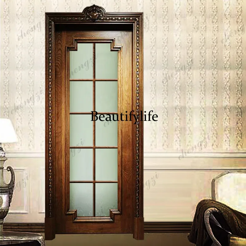 Classical American and European indoor kitchen and bathroom flat folding folio antique carved paint multi-layer solid wood door