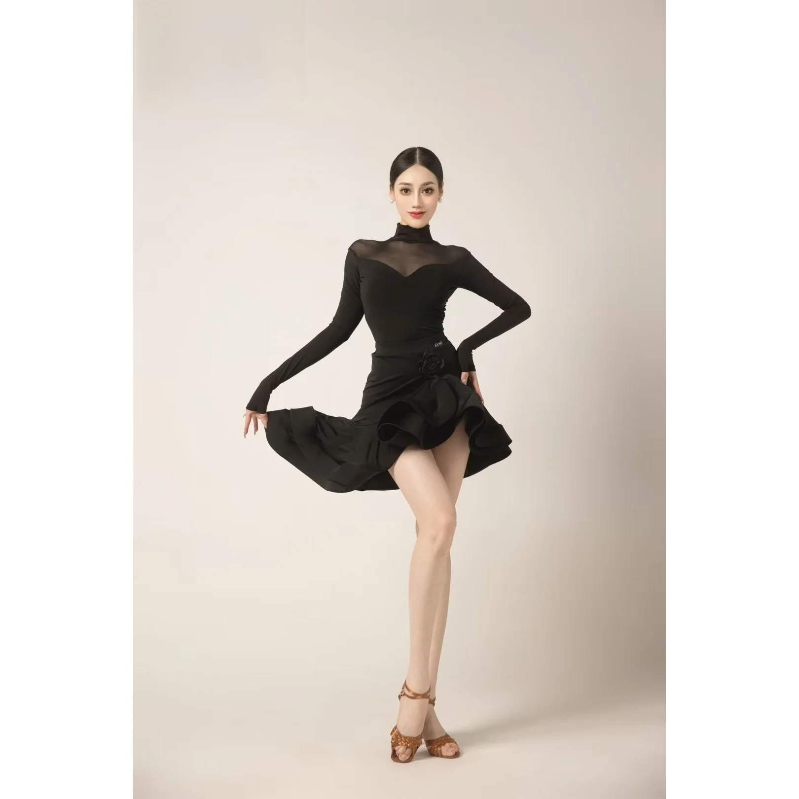 Costume d'entraînement de danse latine, jupe à manches longues, ensemble automne-hiver pour Performance d'examen, nouveau Costume d'entraînement pour femmes