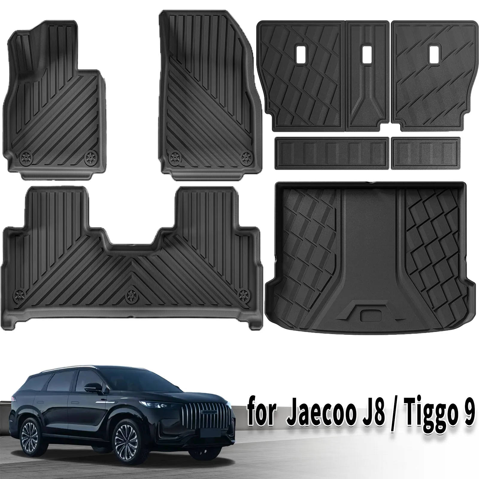 

for Jaecoo J8 Chery Tiggo 9 Waterproof TPE Car Mats 3D Laser Scanning Perfect Fit Odorless Accessories Easy Clean