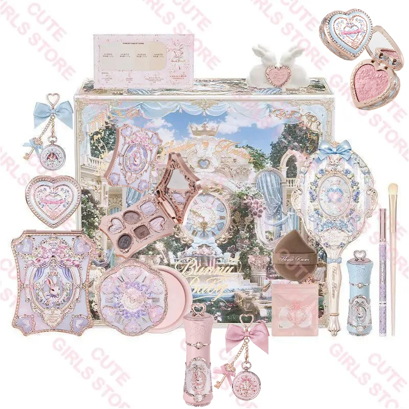 Flower Knows Bunny Garden Floral Full Makeup Gift Set | All-in-One Cosmetics Kit for Spring Look with Eyeshadow, Blush, Lipstic