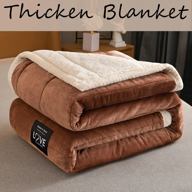 

Yaapeet Double Side Blanket Warm Bedspread Full Size Home Thicken Blankets 120x200 manta para sofá Nap Shawl Quilted Plaid