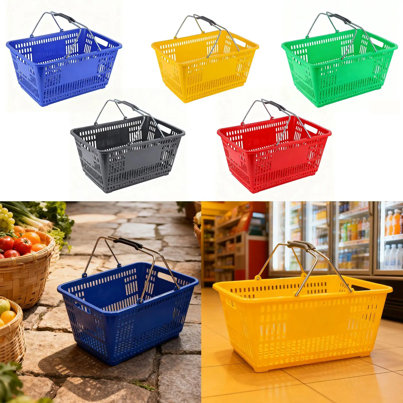 حامل تخزين سلة التسوق قوي مع مقبض لغرفة النوم وألعاب مستحضرات التجميل #3