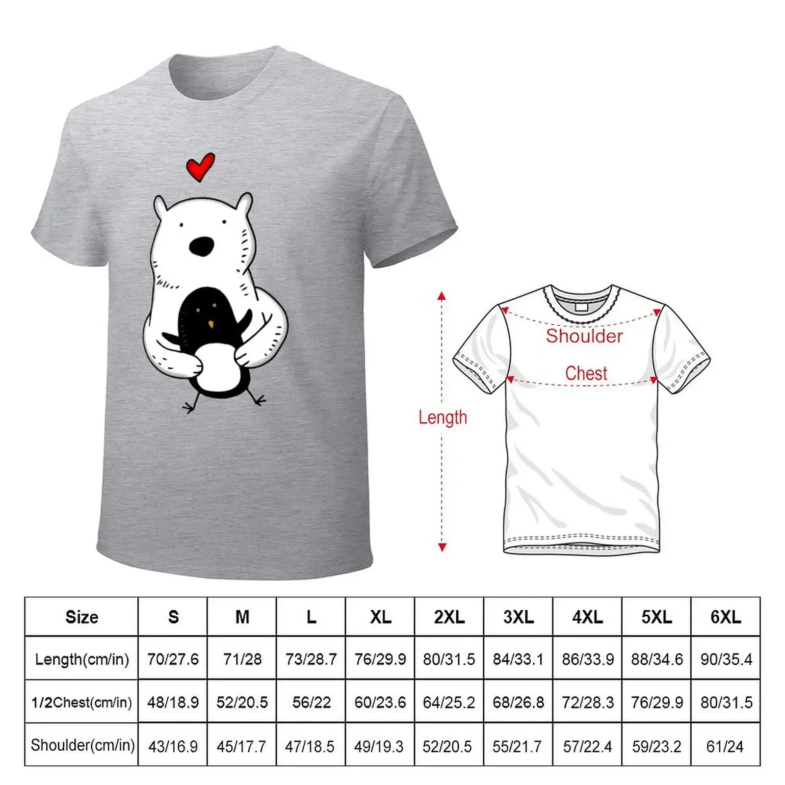 A polar bear and a penguin are real friends T-shirt cute tops Blouse t shirts for men cotton