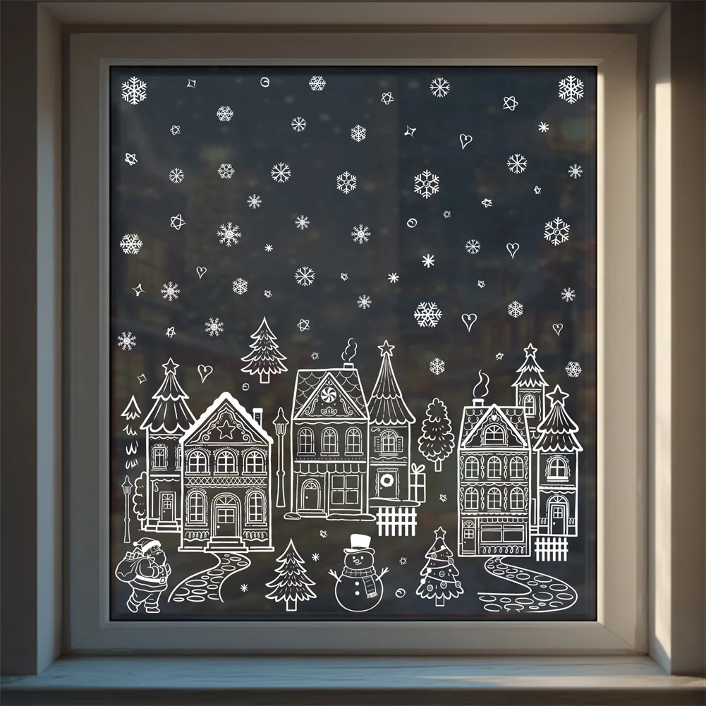 Weihnachts-Fensteraufkleber, wasserdichte elektrostatische Aufkleber, Weihnachtsfeierzubehör, Schneeflocken-Glasaufkleber für Fensterdekoration