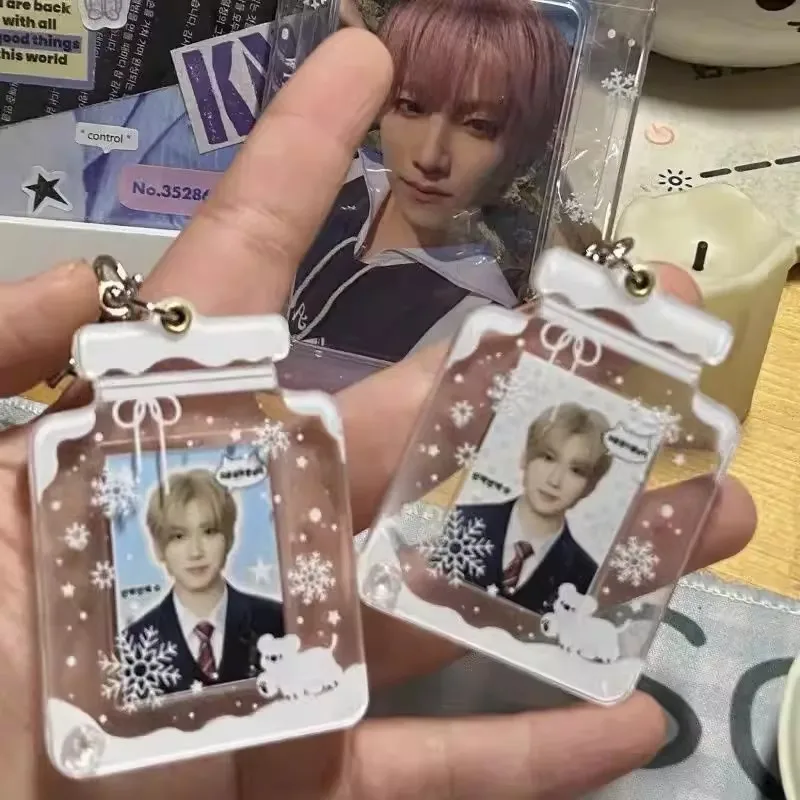 Ins 1-Inch Acrylic Photo Frame Keychain Backpack Pendant Photo Organizer Simple Cute Keychain For Personalization Bag Key Holder