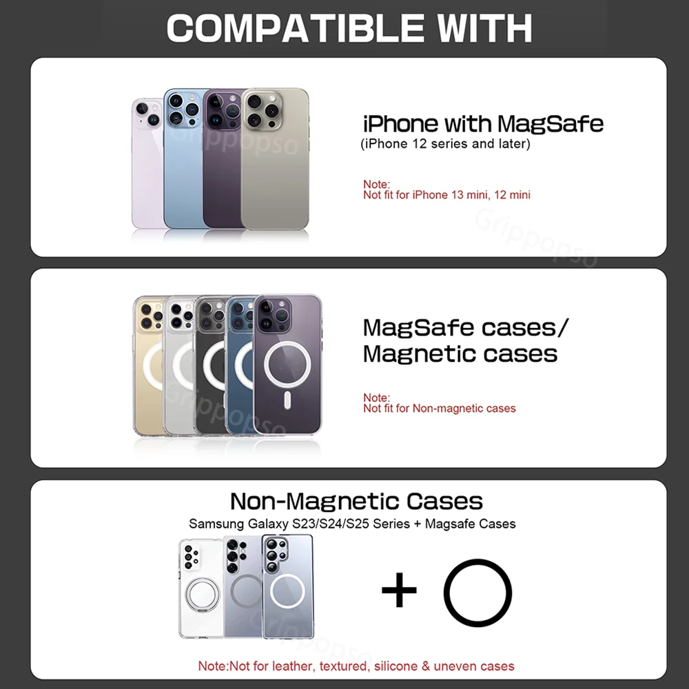 PopsoGrip – magnetyczny portfel do telefonu z regulowanym uchwytem, kompatybilny z serią Samsung S25/S24, a także magnetyczny portfel na karty do iPhone'a. — zdjęcie produktu 5