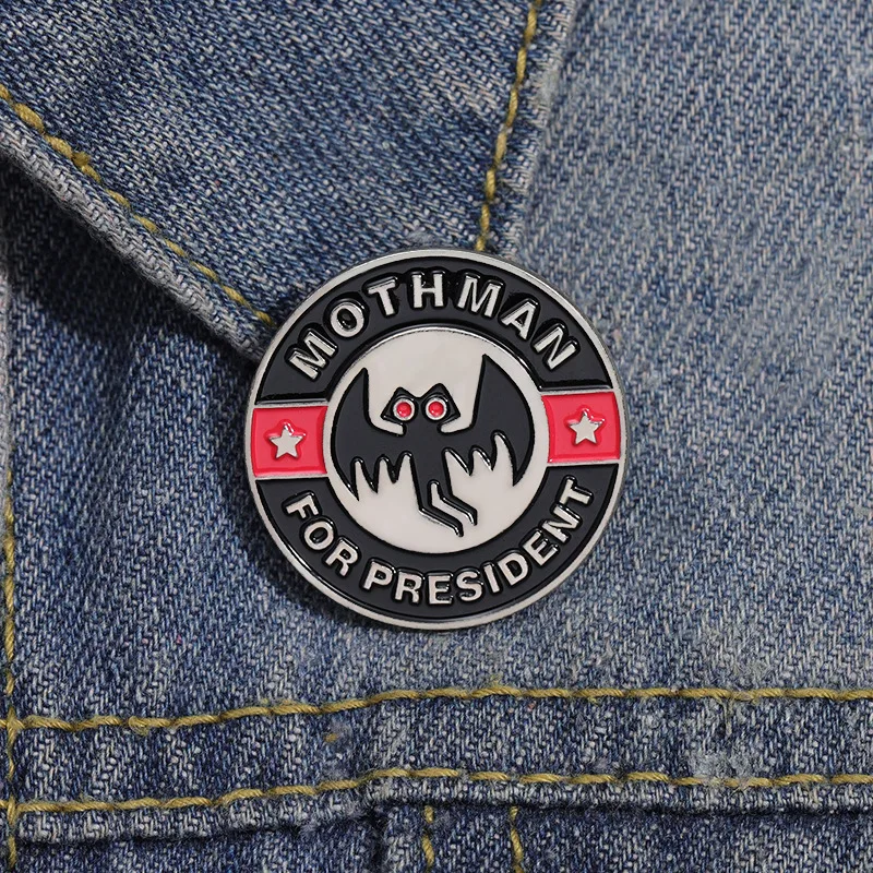 Mothman For President Enamel Pins Unknown Creature Funny Brooch Lapel Badges Jewelry Gift for Friends Kids