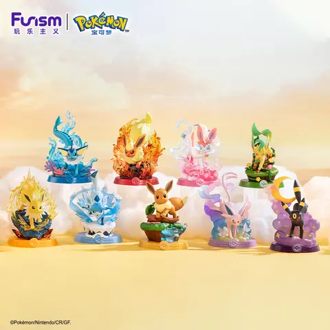 Anime Pokemon Funismo Avventura originale Eevee Family Suit Blind Box Jolteon Sylveon Action Figure Collection Modello Giocattolo per bambini Regalo