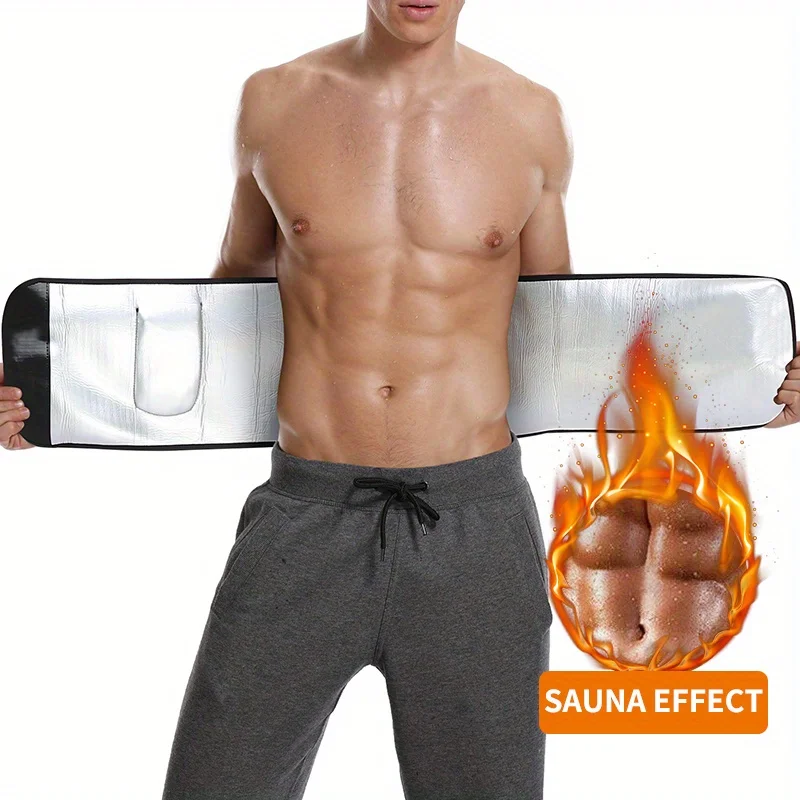Men'S Sweat Sauna Belt Tummy Flattener Waist Trainer Thermal Body Shaper