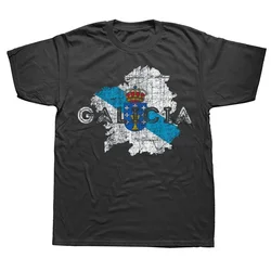 Mens Clothing Funny Galician Map and Flag Galicia T Shirts Graphic Streetwear Short Sleeve Birthday Gifts Summer Style T-shirt