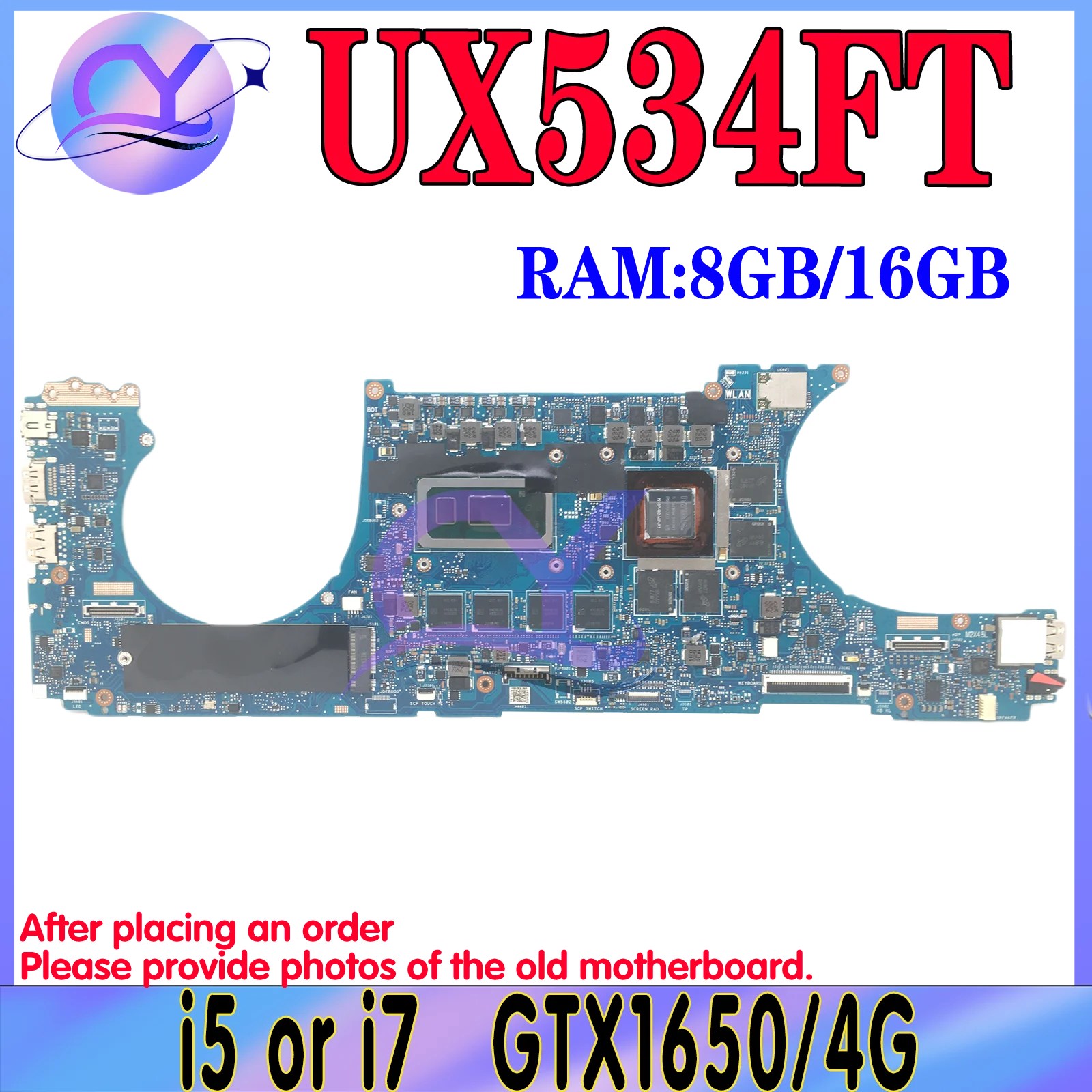 

KEFU Mainboard UX534FT UX534FA BX534FT BX534FTC BX533FTC UX534FTC RX534FTC Laptop Motherboard I5 I7 GTX1650/UMA 8G/16G-RAM