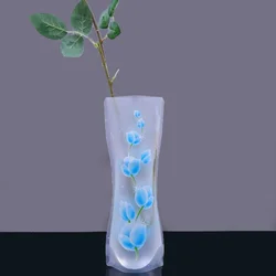 3Pcs PVC Durable Foldable Flower Vase Unbreakable Plastic Transparent Flower Vase Home Decoration Gadget Home Decor Random Color