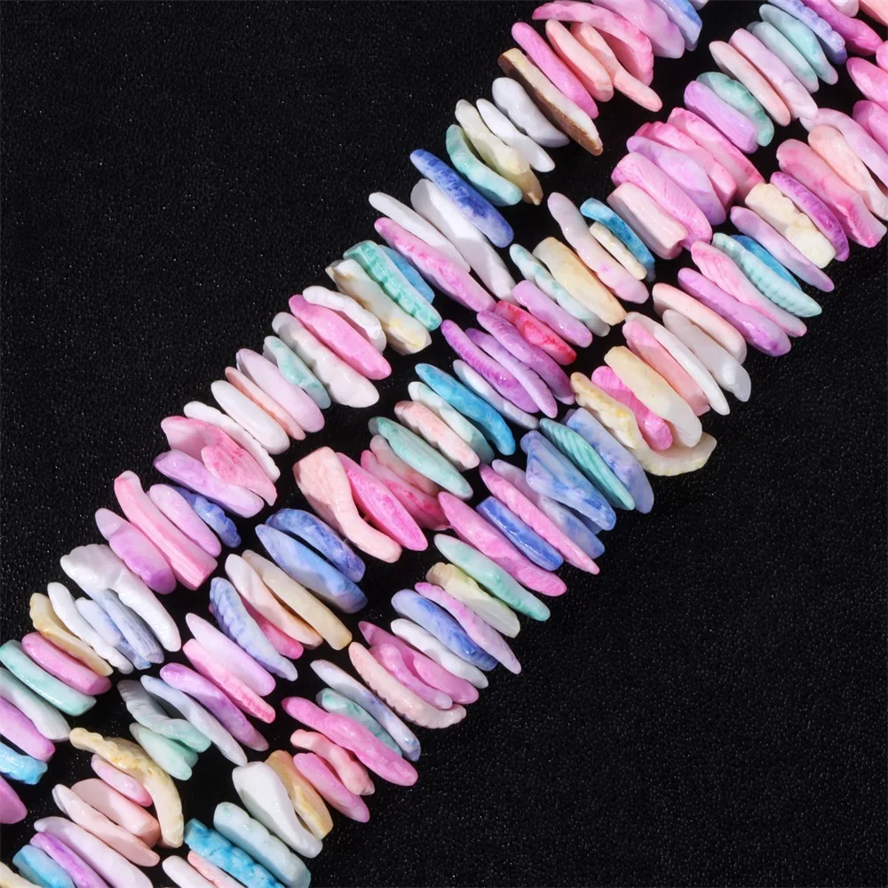7–10 mm bunte natürliche flache Muschel-Chips, Scheibe, quadratische Form, lose Perlen, Schmuckzubehör für DIY-Halskette, Armband, Handwerk, Boho