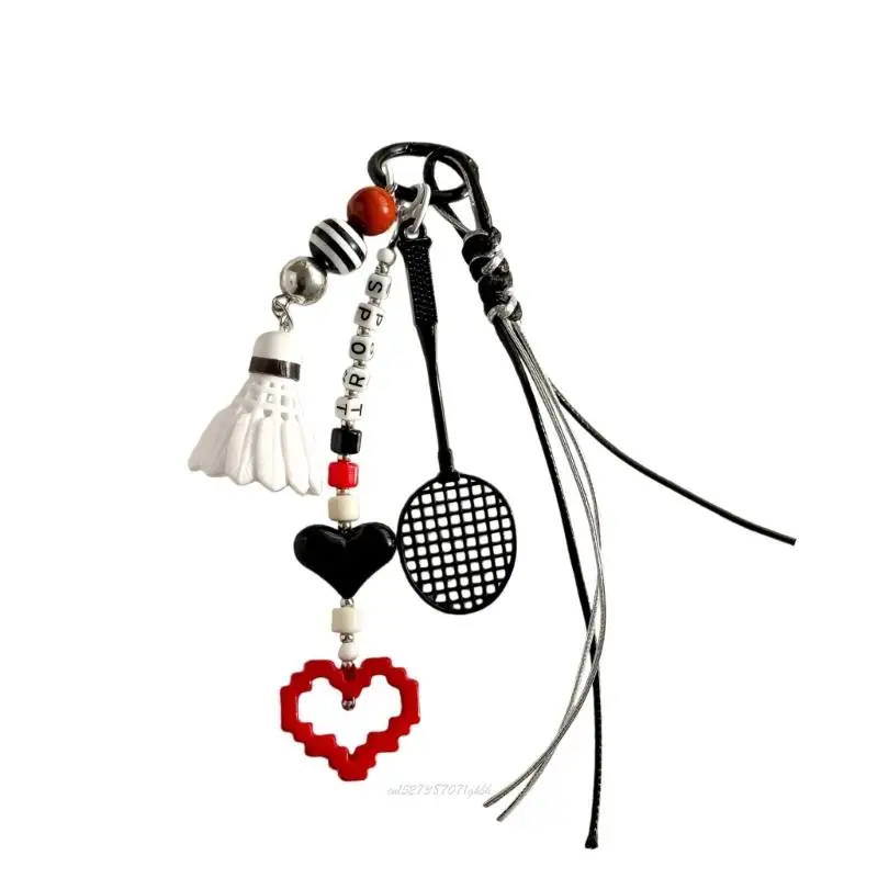 X5XA Stylish Badminton Bag Pendant Metal Keychain Accessories Purse Charm Hanging Ornament Backpack Charm for Student