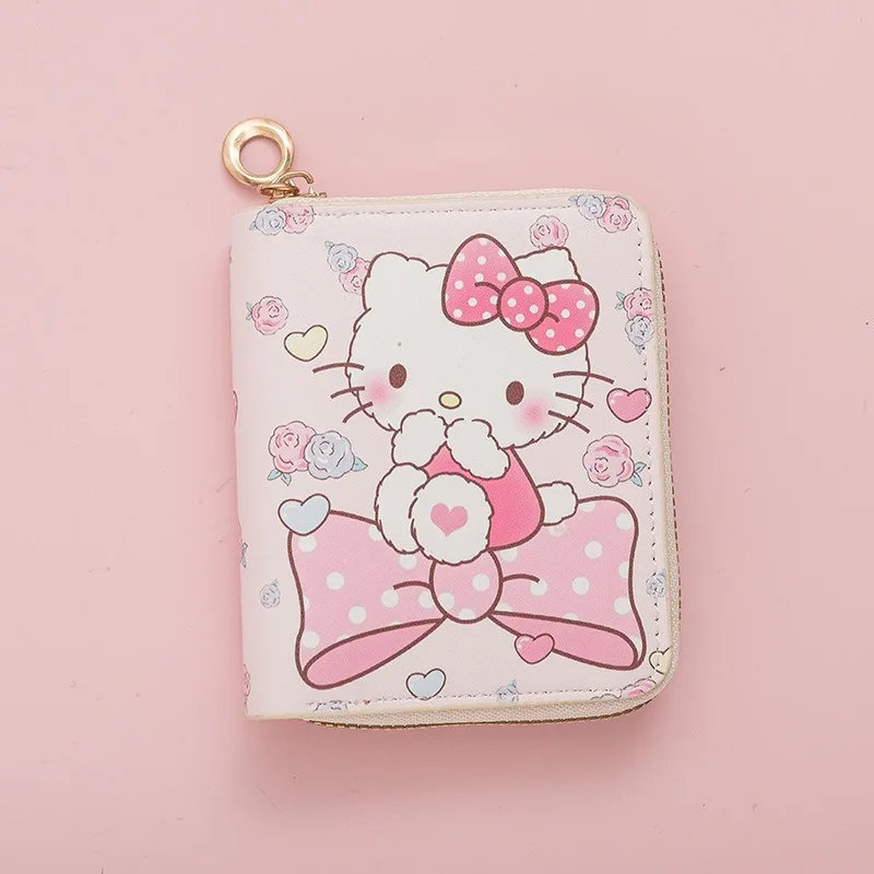 Sanrio Hello Kitty Coin Purse Cute Cartoon Short Wallet Cartoon Student Mini Zipper Ladies Practical Fashion Kawaii Coin Purse