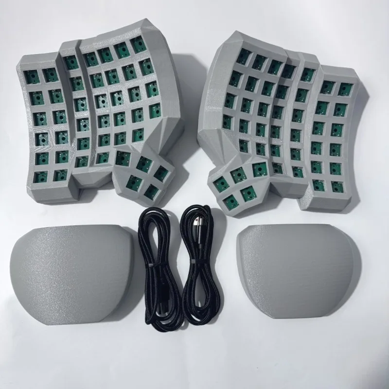 Dactyl Manuform Split Keyboard Kit 6x7 with Wooden Palm Rest Custom Wired Single-mode Welding Switch Mechanical Keyboard Gamer