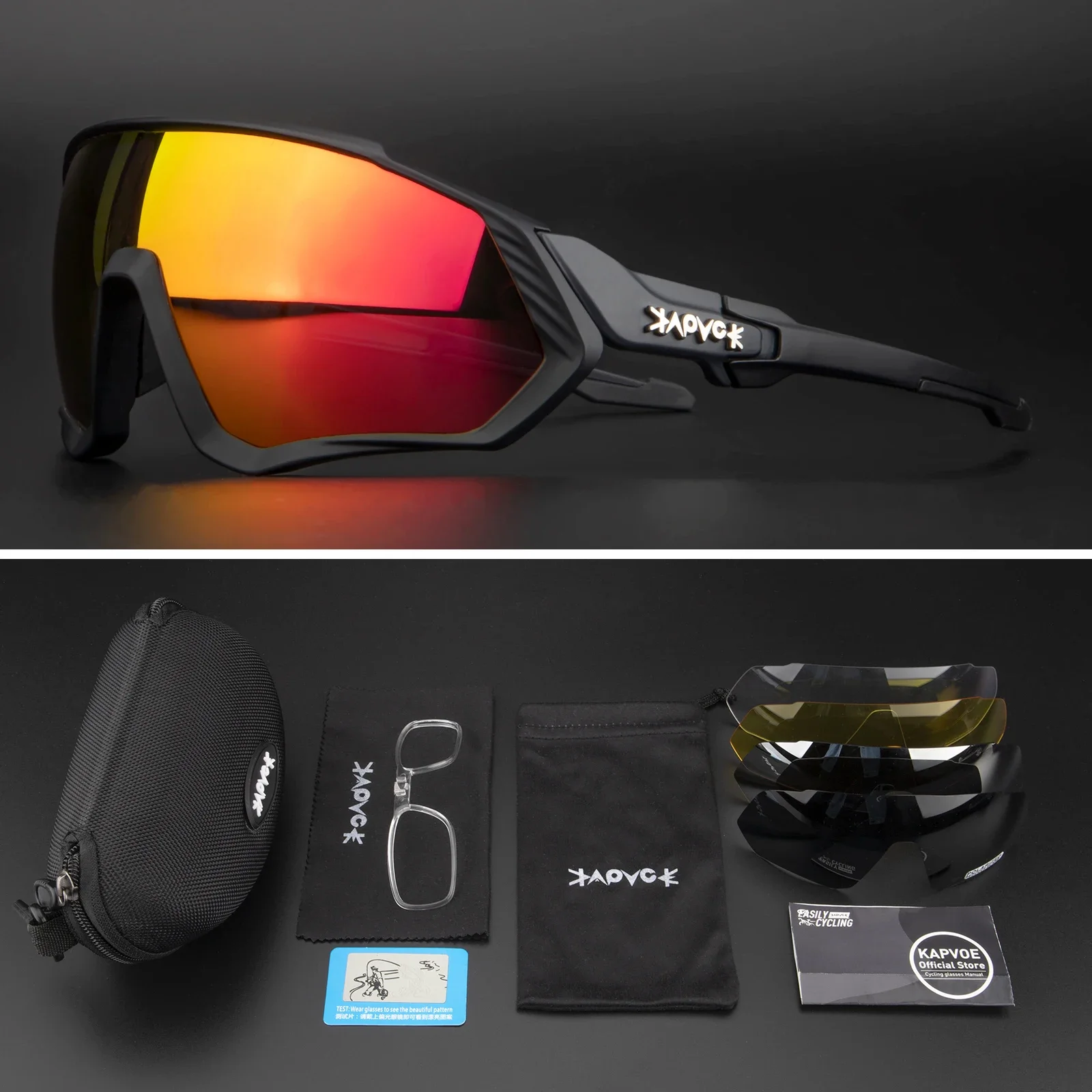 KAPOVE Polarisierte Radfahren Gläser Outdoor Sport Angeln Sonnenbrille Männer MTB Radfahren Gläser Frauen Rennrad Gläser